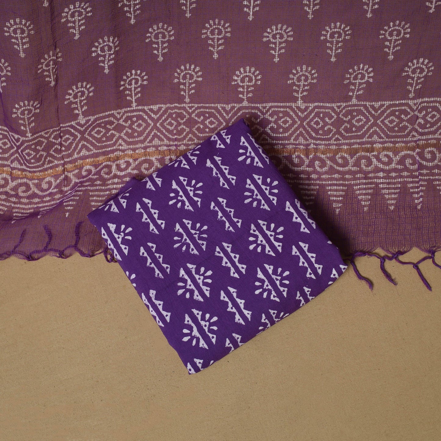 3pc kota doria cotton bagru unstitched dress material 59