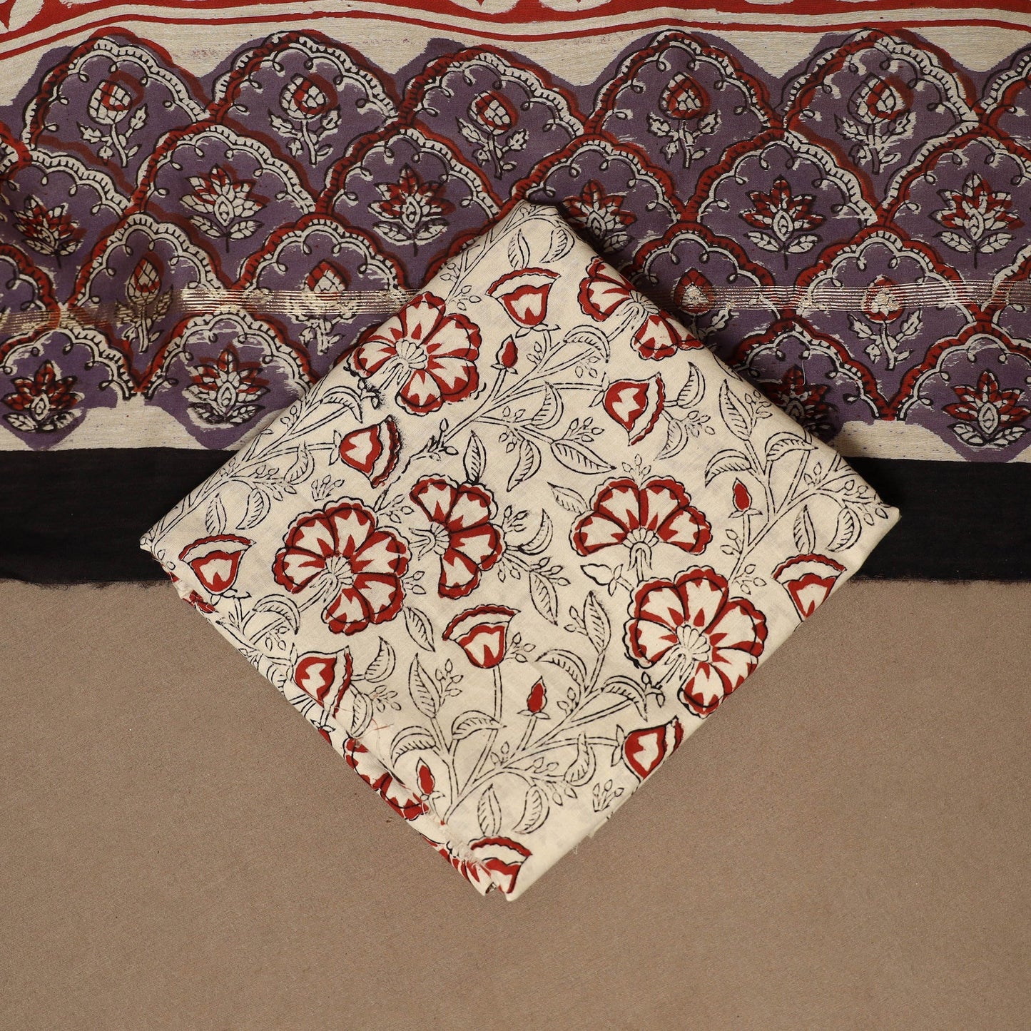 3pc chanderi silk unstitched hand bagru dress material 31