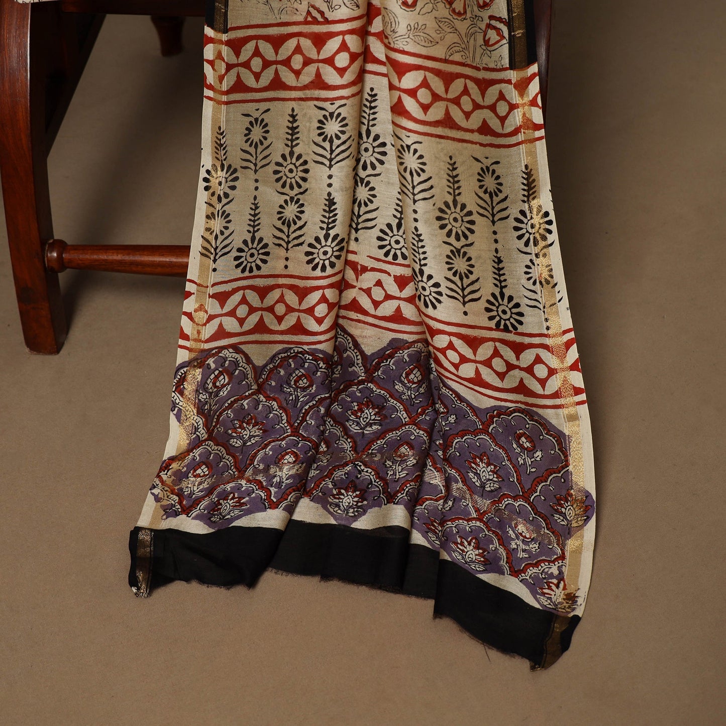 3pc chanderi silk unstitched hand bagru dress material 31