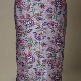 Purple - 3pc chanderi silk unstitched sanganeri dress