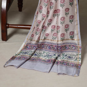 Purple - 3pc chanderi silk unstitched sanganeri dress