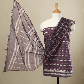 Buy 3pc Purple Block Print Cotton Batik Dress Material