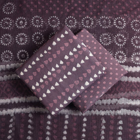 Buy 3pc Purple Block Print Cotton Batik Dress Material