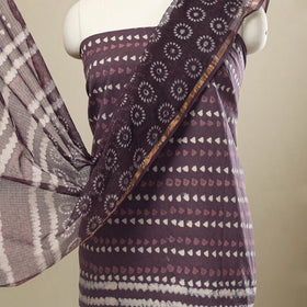 Buy 3pc Purple Block Print Cotton Batik Dress Material
