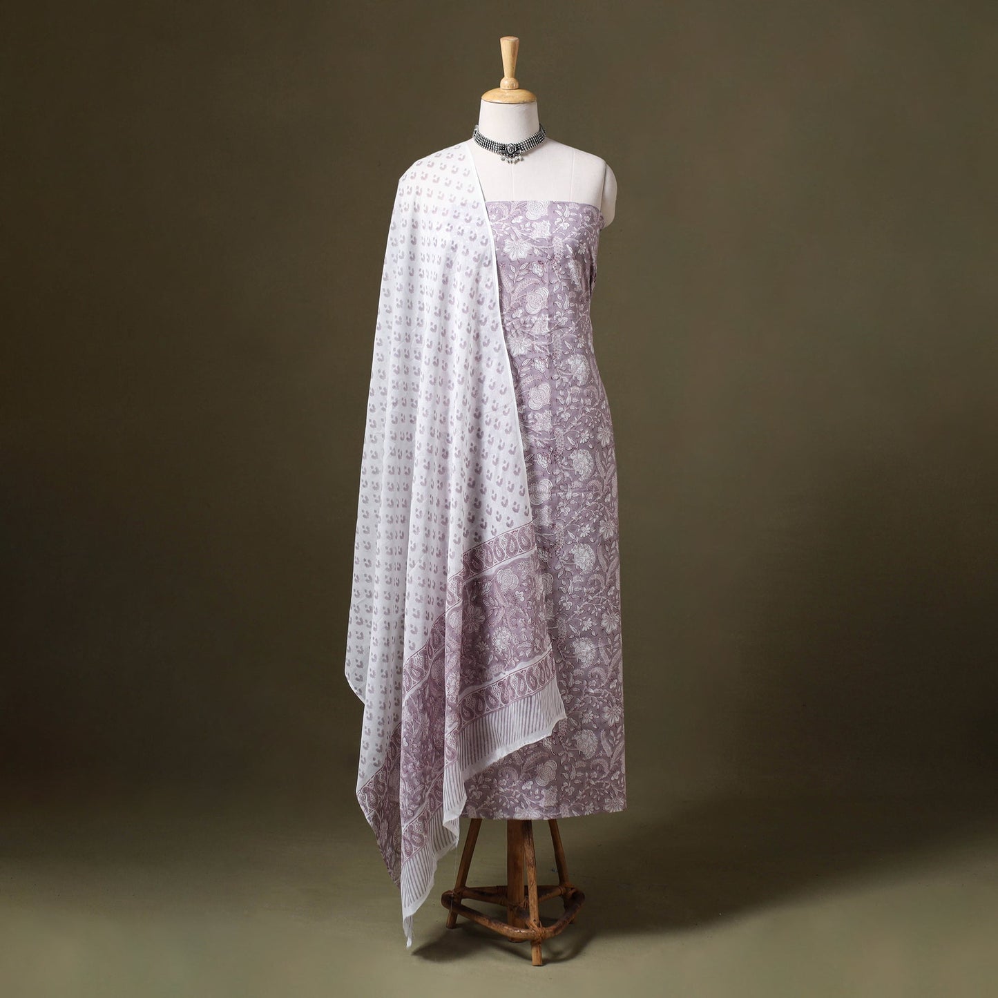 Purple - 3pc cotton sanganeri unstitched dress material 09