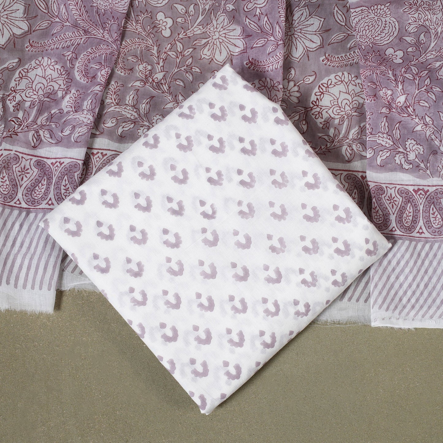 Purple - 3pc cotton sanganeri unstitched dress material 09