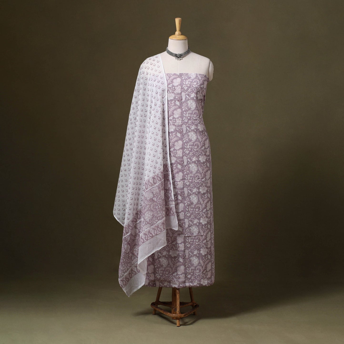 Purple - 3pc cotton sanganeri unstitched dress material 10