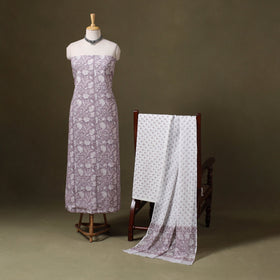 Purple - 3pc cotton sanganeri unstitched dress material 10