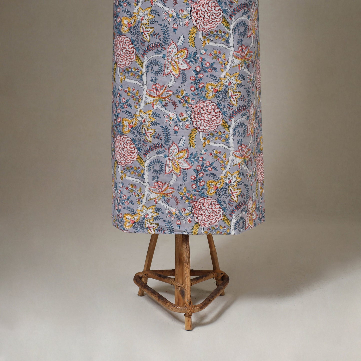 Purple 3pc Block Print Cotton Sanganeri Dress Material