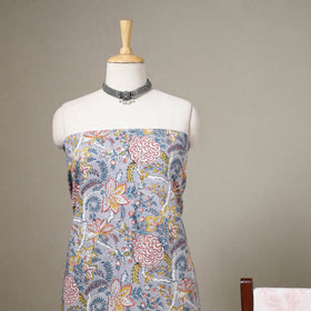 Purple 3pc Block Print Cotton Sanganeri Dress Material