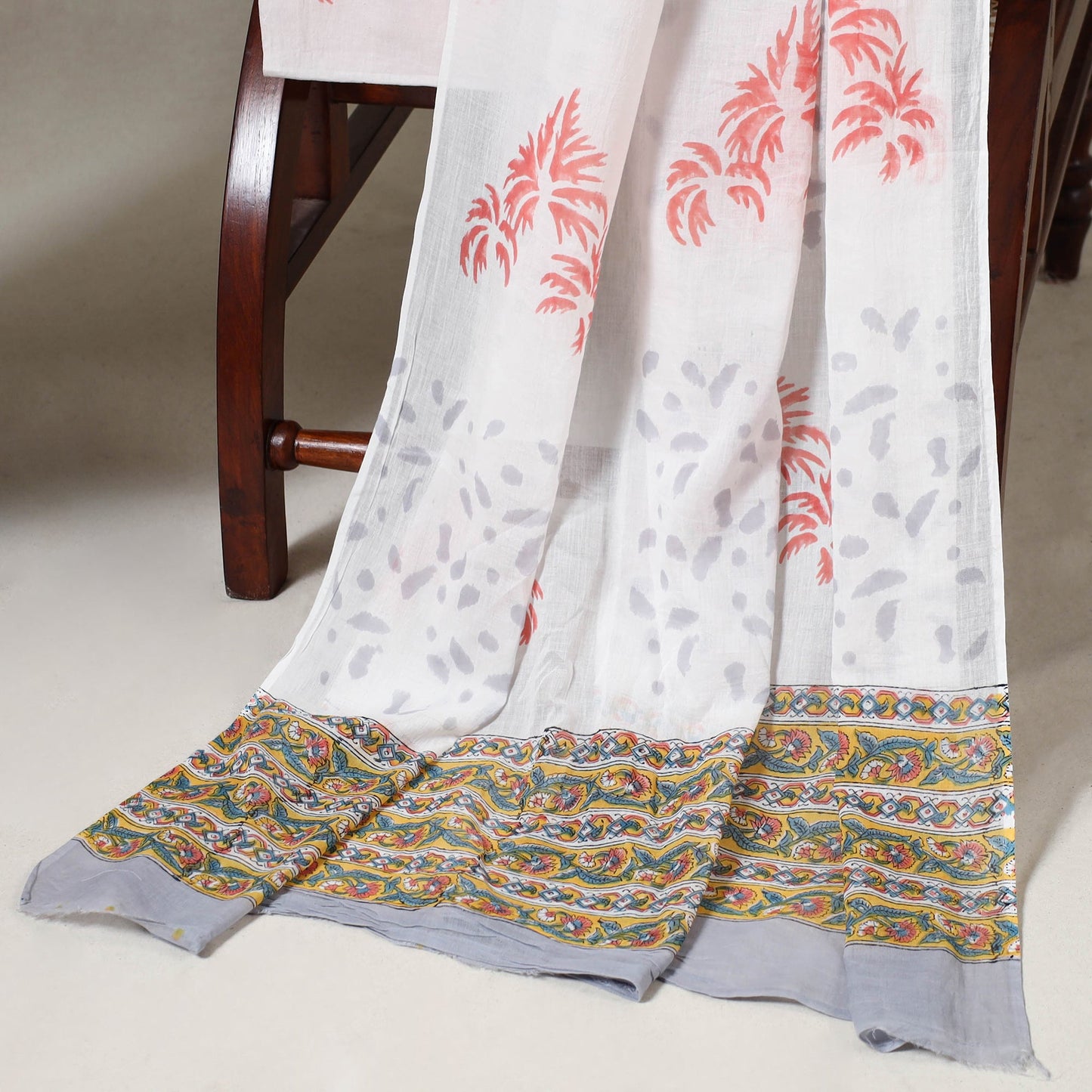 Purple 3pc Block Print Cotton Sanganeri Dress Material