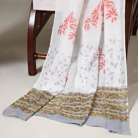 Purple 3pc Block Print Cotton Sanganeri Dress Material