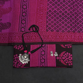 Purple - 3pc cotton unstitched bagh dress material