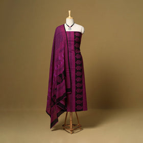 Purple - 3pc cotton unstitched bagh dress material