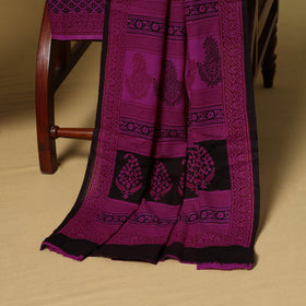 Purple - 3pc cotton unstitched bagh dress material
