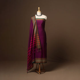 Purple - 3pc cotton unstitched dharwad dress material 13