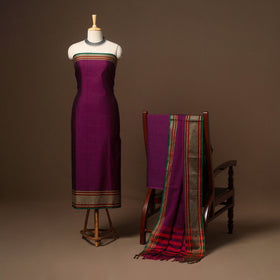 Purple - 3pc cotton unstitched dharwad dress material 13