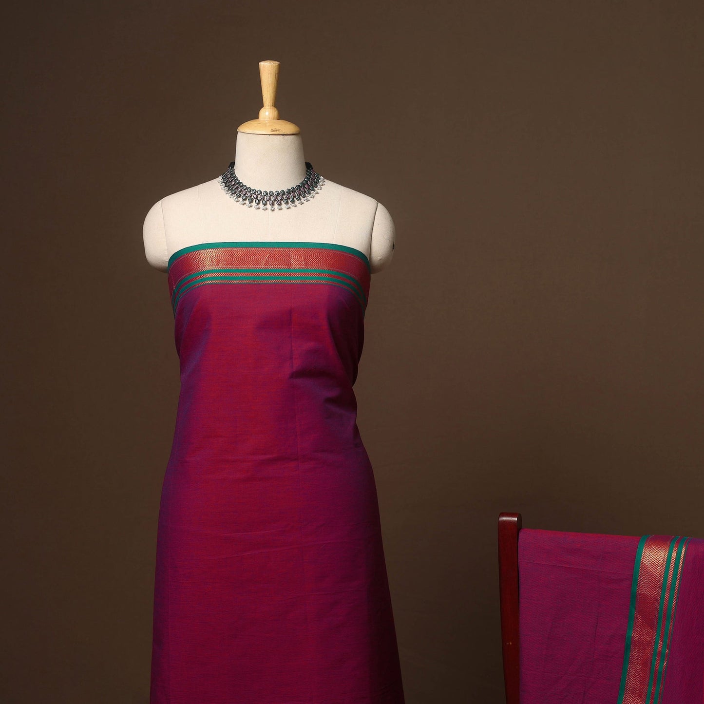 Purple - 3pc cotton unstitched dharwad dress material 24