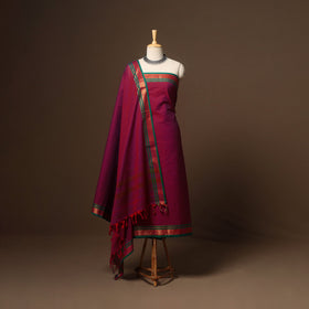 Purple - 3pc cotton unstitched dharwad dress material 24