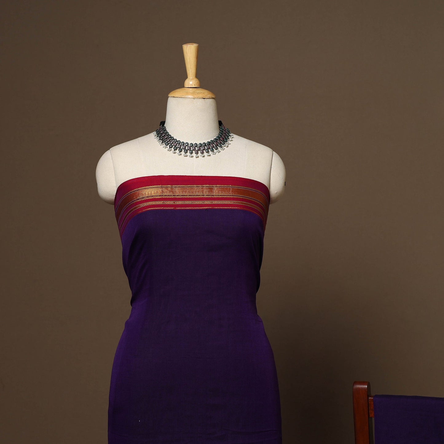 Purple - 3pc cotton unstitched dharwad dress material