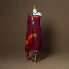 Purple - 3pc cotton unstitched dharwad dress material