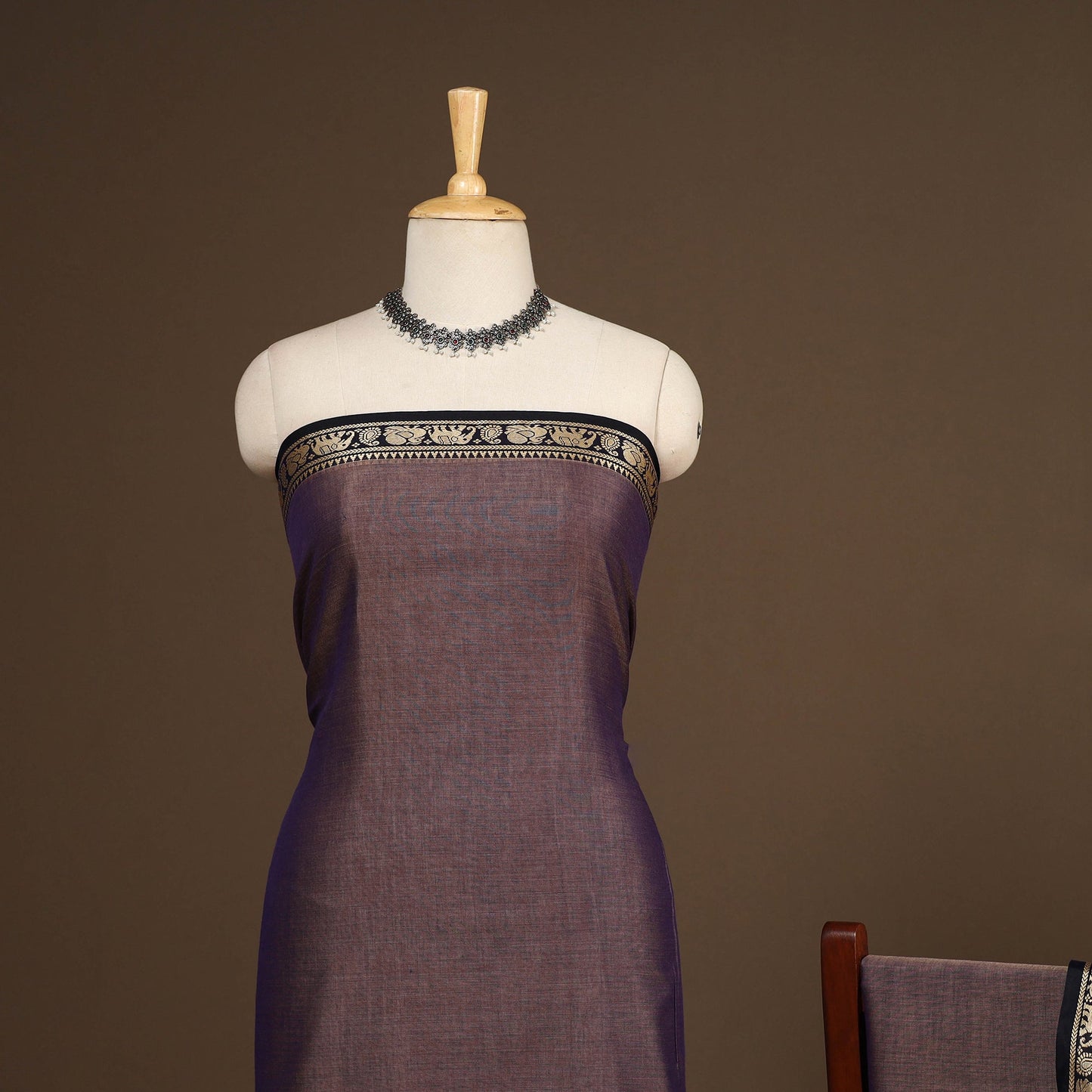 Purple - 3pc cotton unstitched dharwad dress material