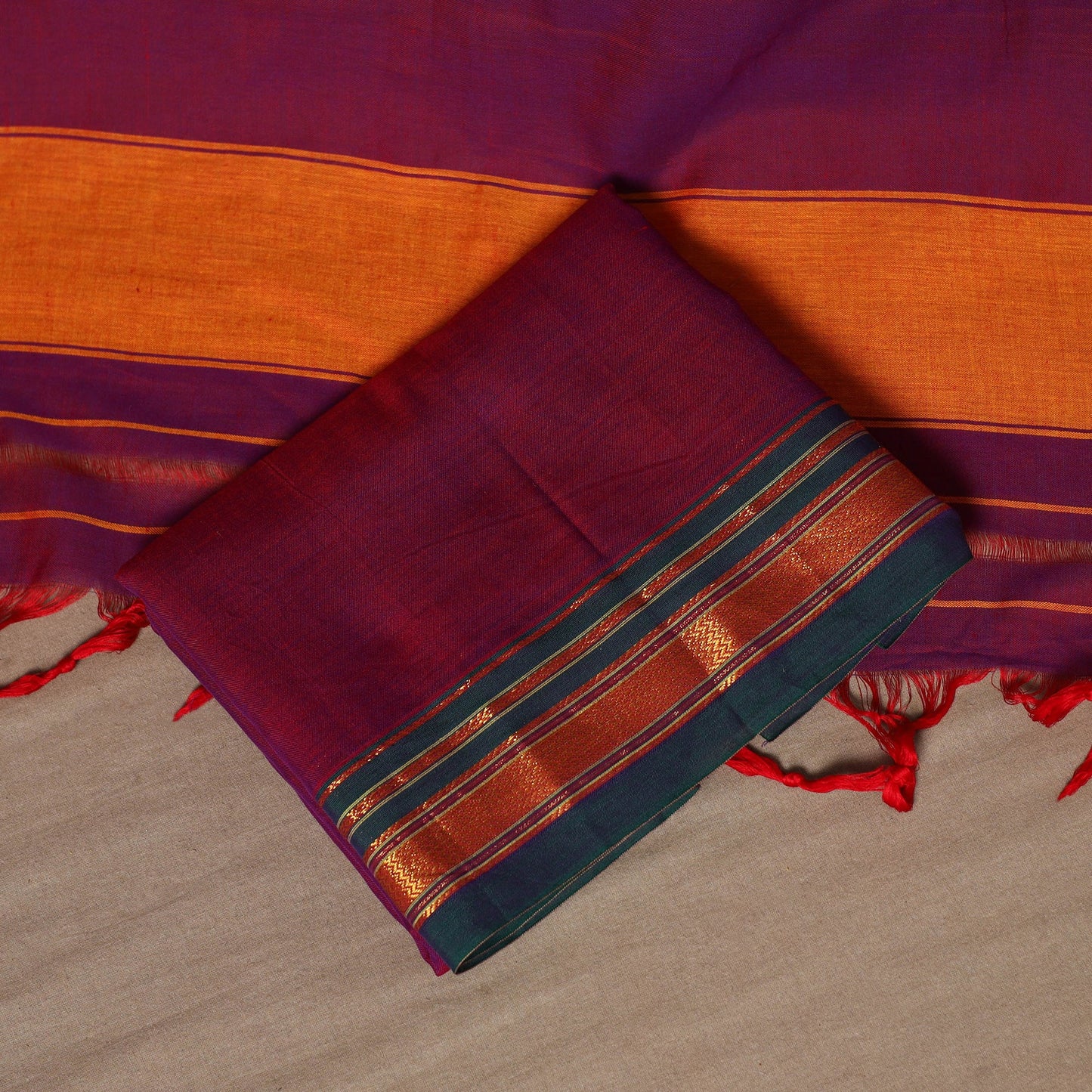 Purple - 3pc cotton unstitched dharwad dress material