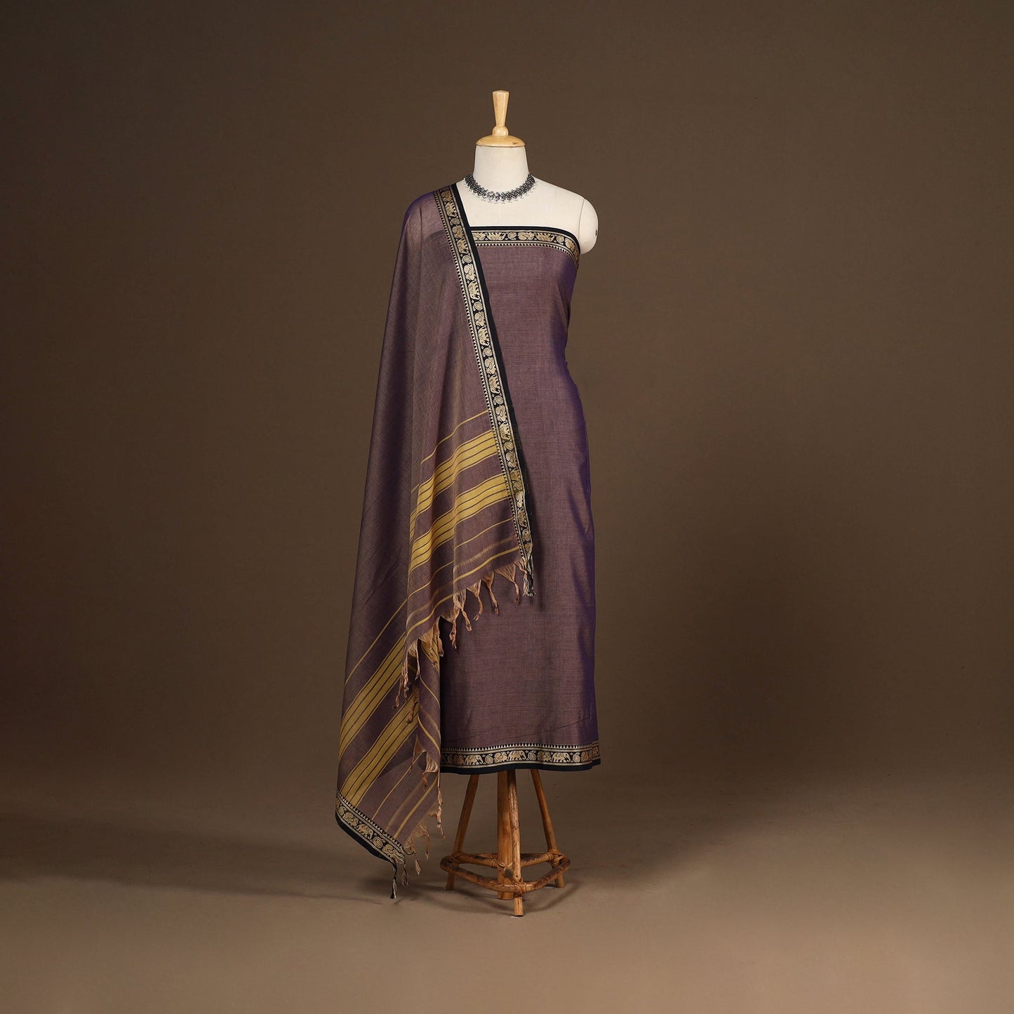 Purple - 3pc cotton unstitched dharwad dress material