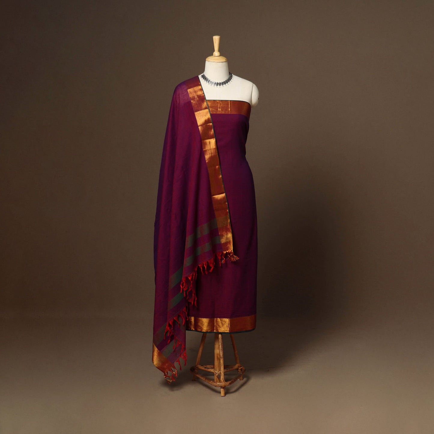 Purple - 3pc cotton unstitched dharwad dress material