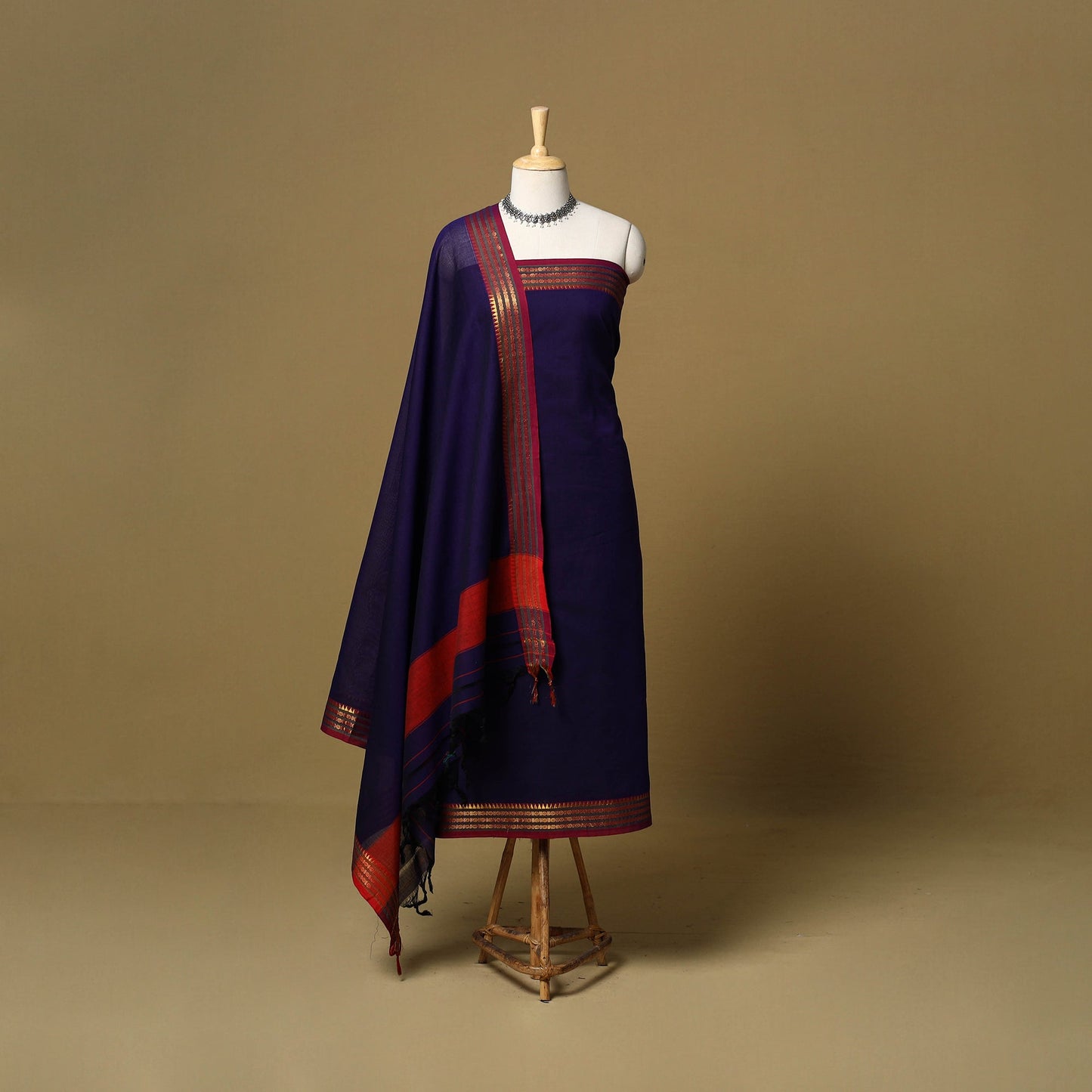 3pc cotton unstitched dharwad dress material with border 17