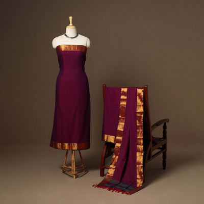 Purple - 3pc cotton unstitched dharwad dress material