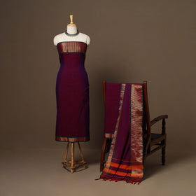 Purple - 3pc cotton unstitched dharwad dress material