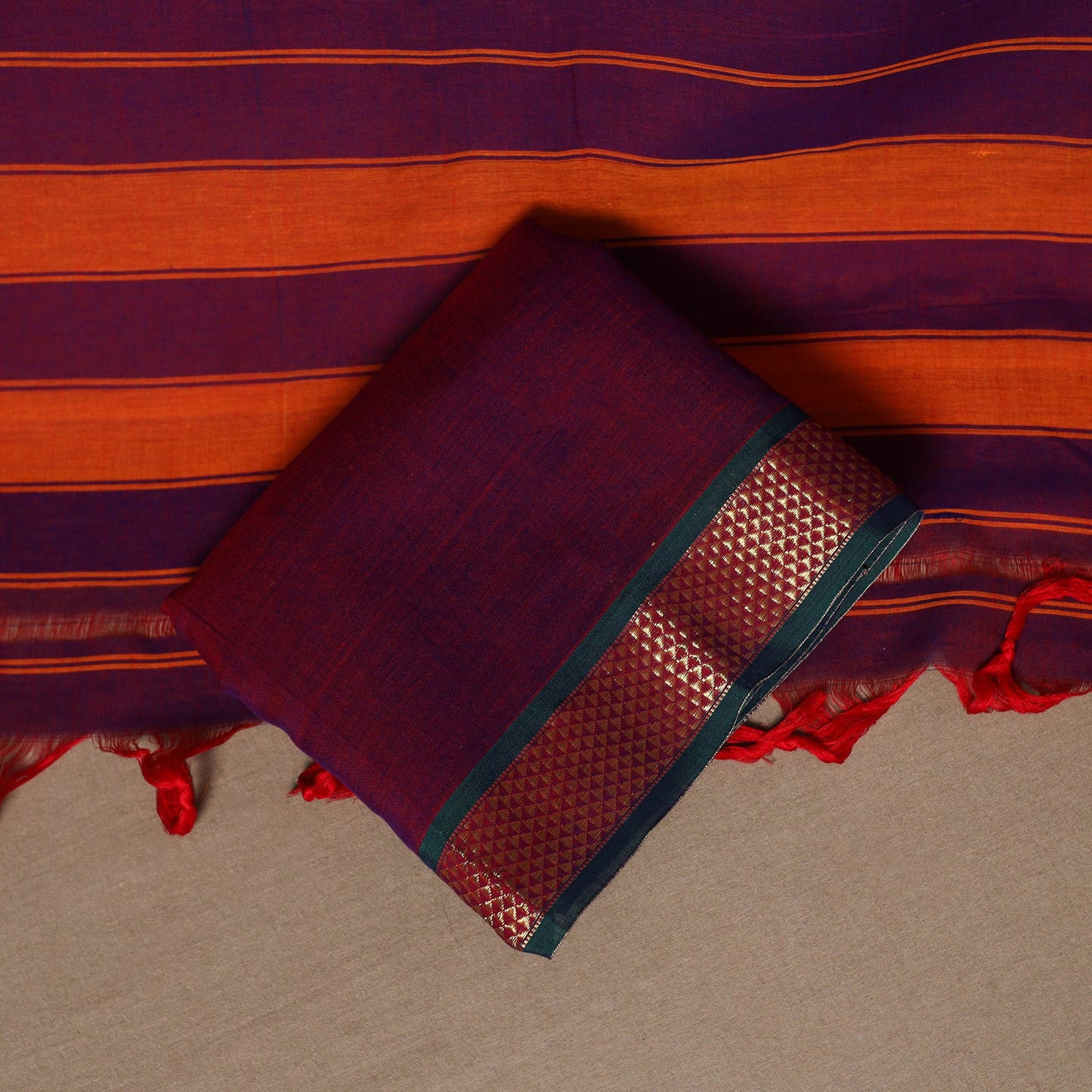 Purple - 3pc cotton unstitched dharwad dress material