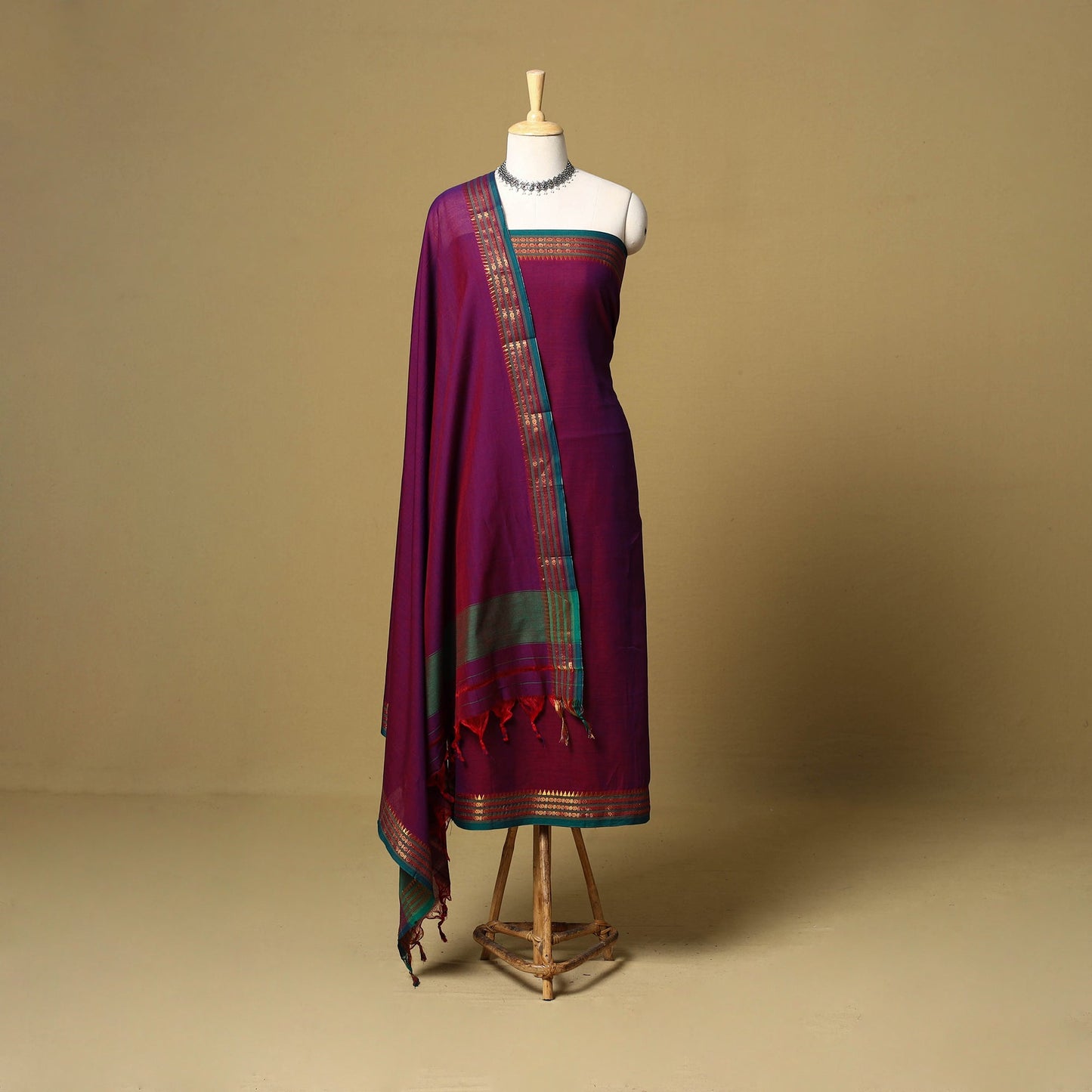 3pc cotton unstitched dharwad dress material with border 31