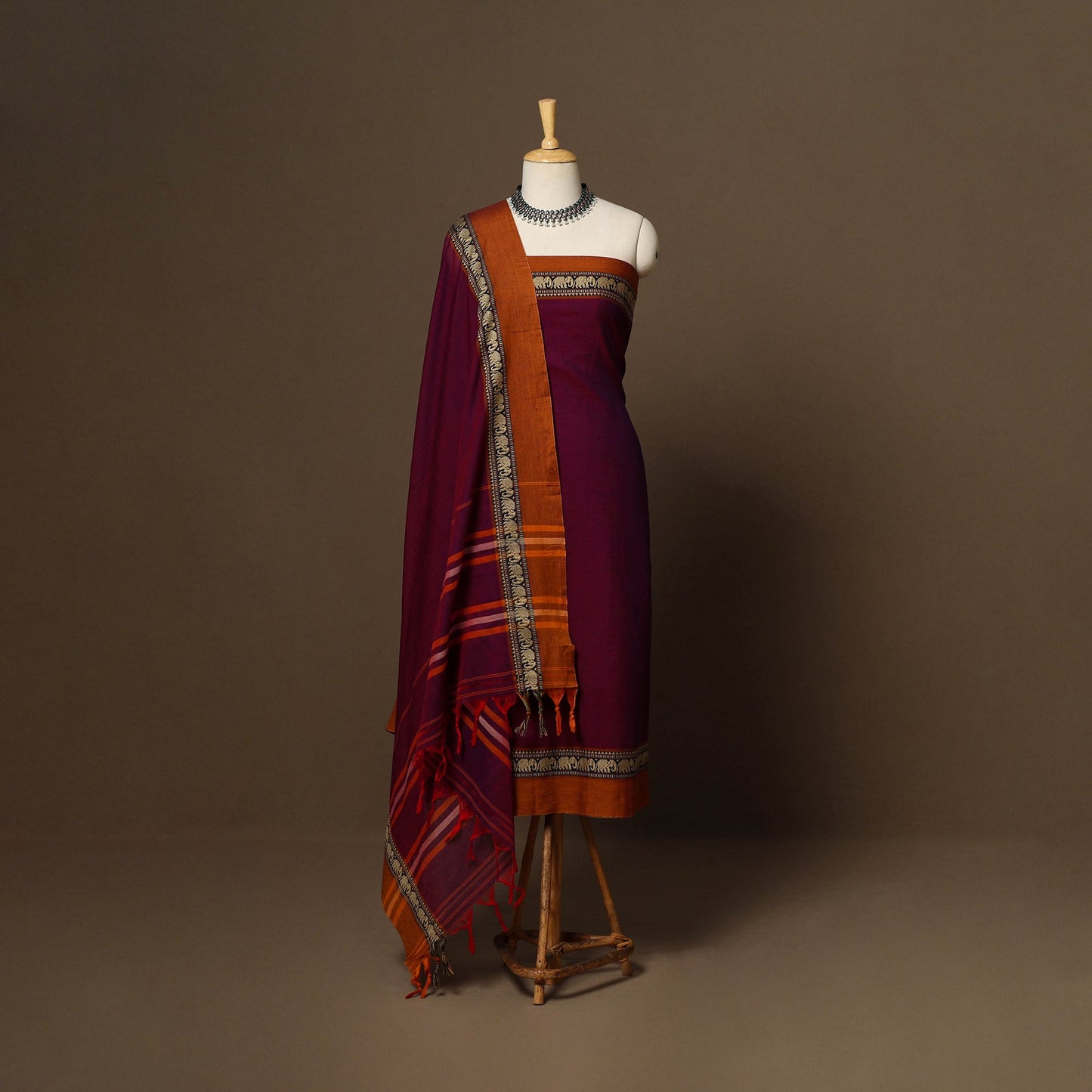 Purple - 3pc cotton unstitched dharwad dress material