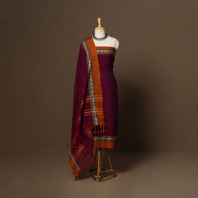 Purple - 3pc cotton unstitched dharwad dress material