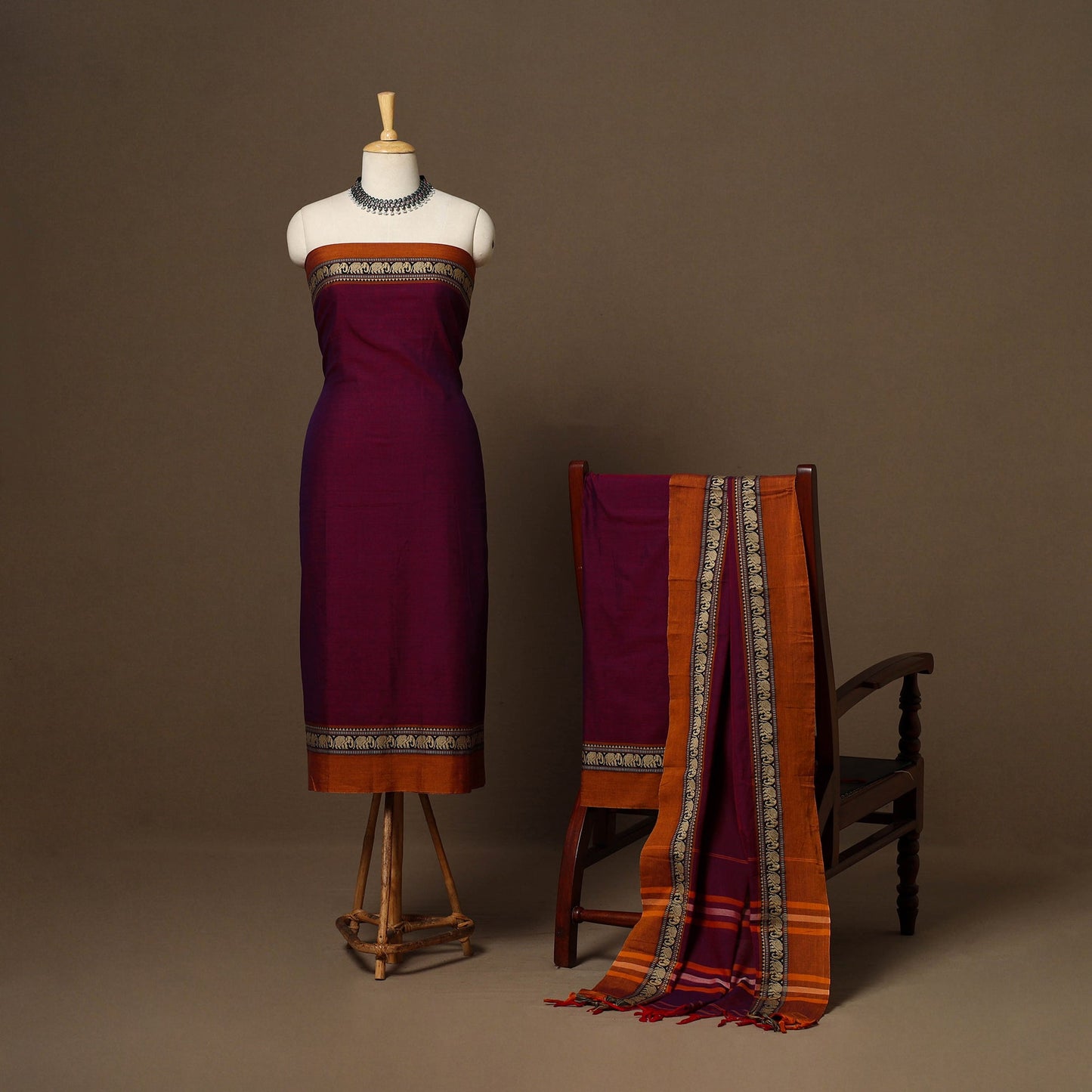 Purple - 3pc cotton unstitched dharwad dress material