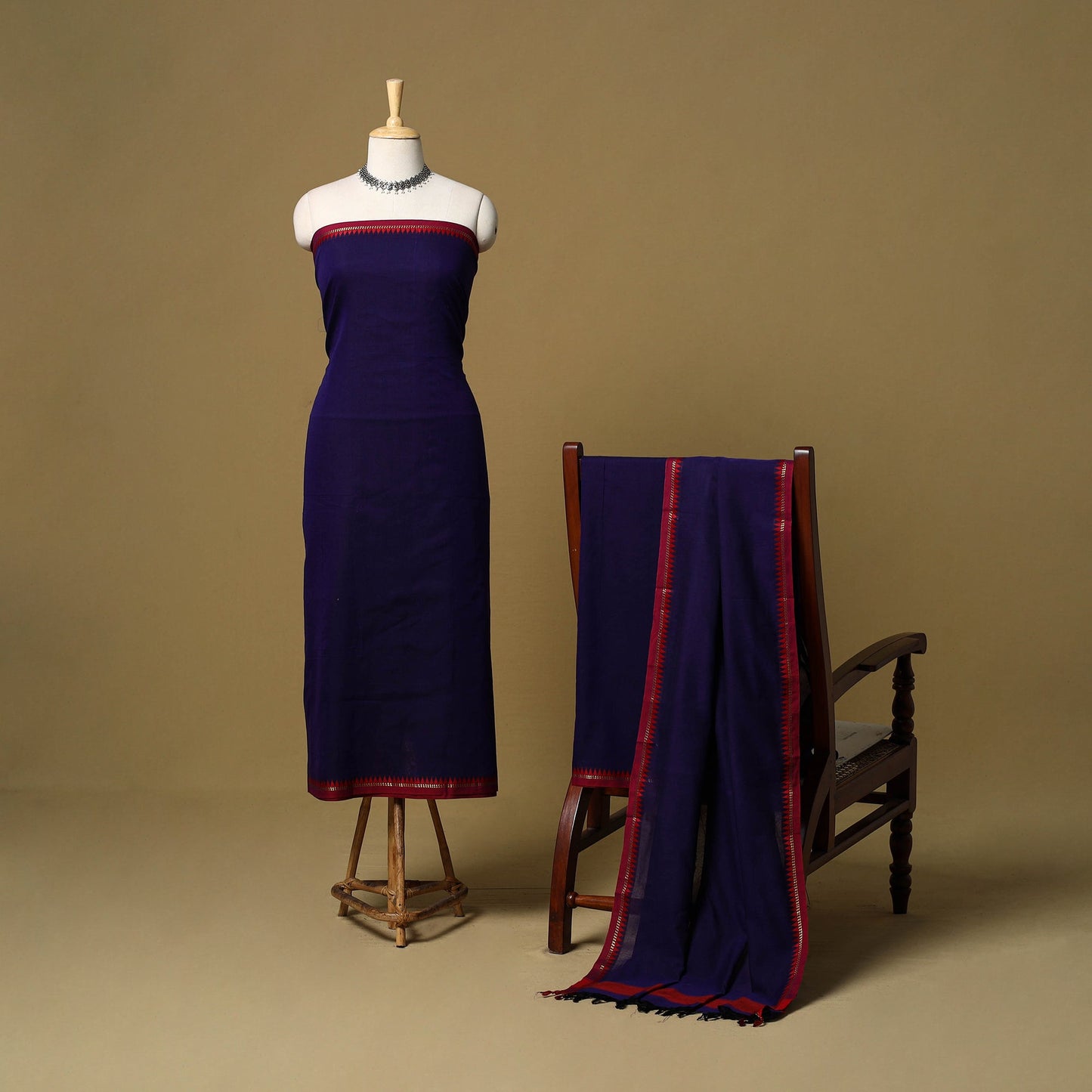 3pc cotton unstitched dharwad dress material with border 42