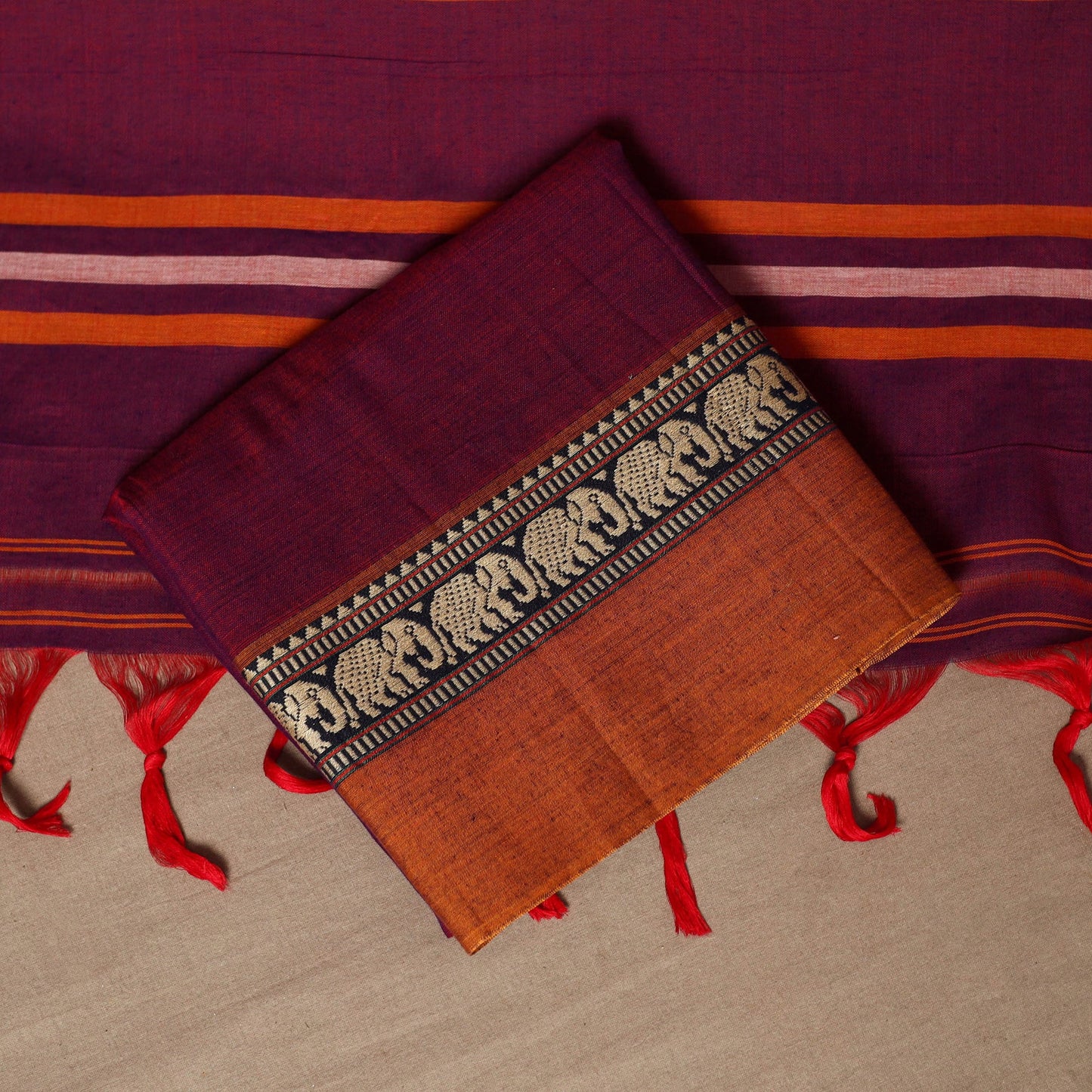 Purple - 3pc cotton unstitched dharwad dress material