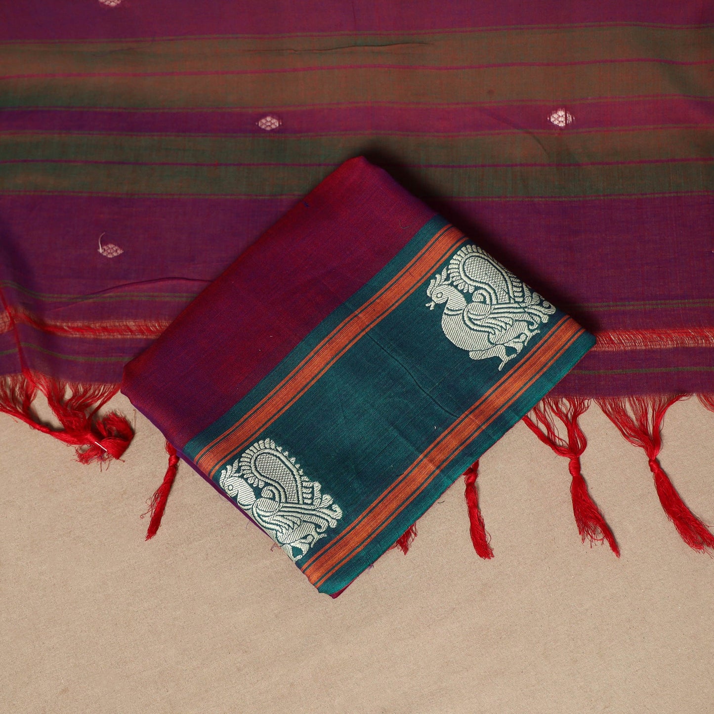 Purple - 3pc cotton unstitched dharwad dress material