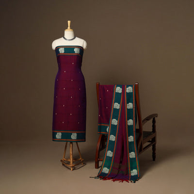 Purple - 3pc cotton unstitched dharwad dress material