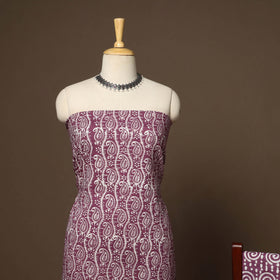 Purple - 3pc cotton unstitched hand batik dress material 01
