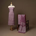 Purple - 3pc cotton unstitched hand batik dress material 01