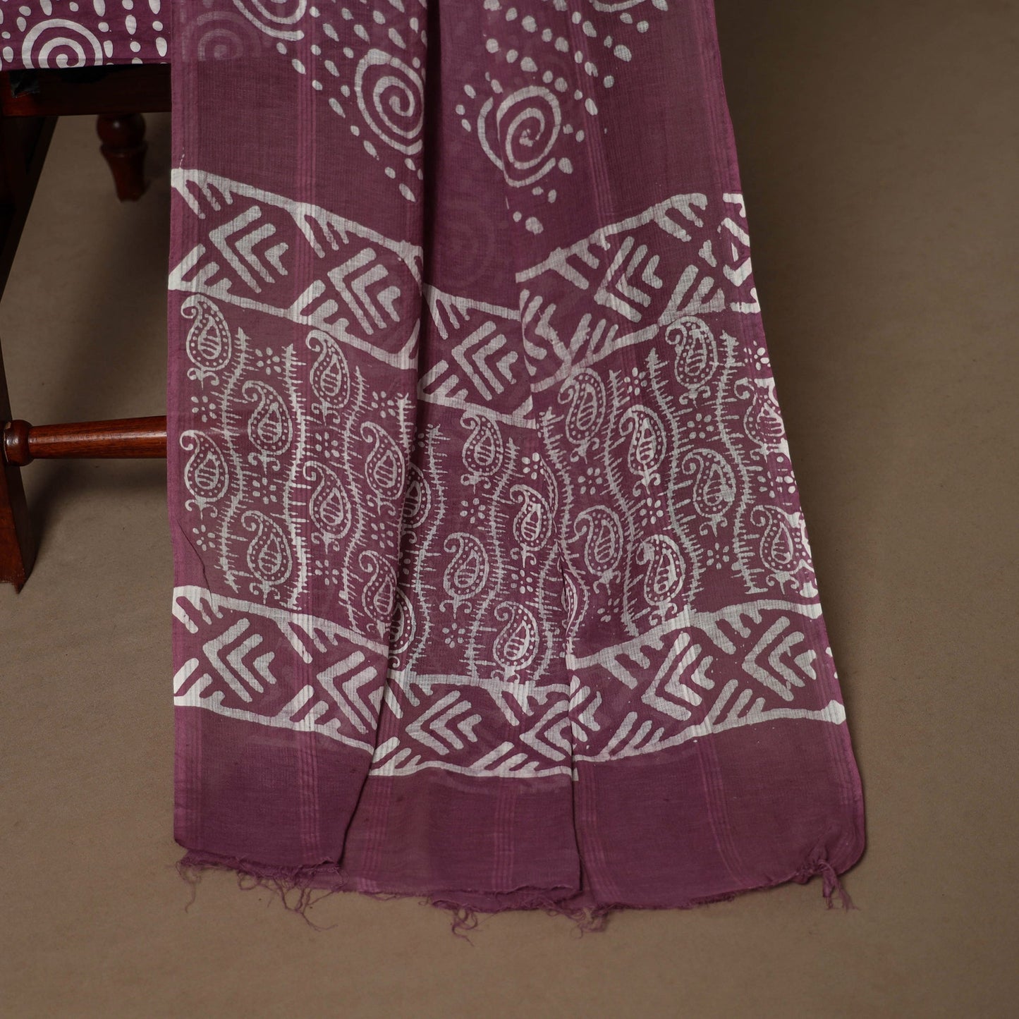 Purple - 3pc cotton unstitched hand batik dress material 01