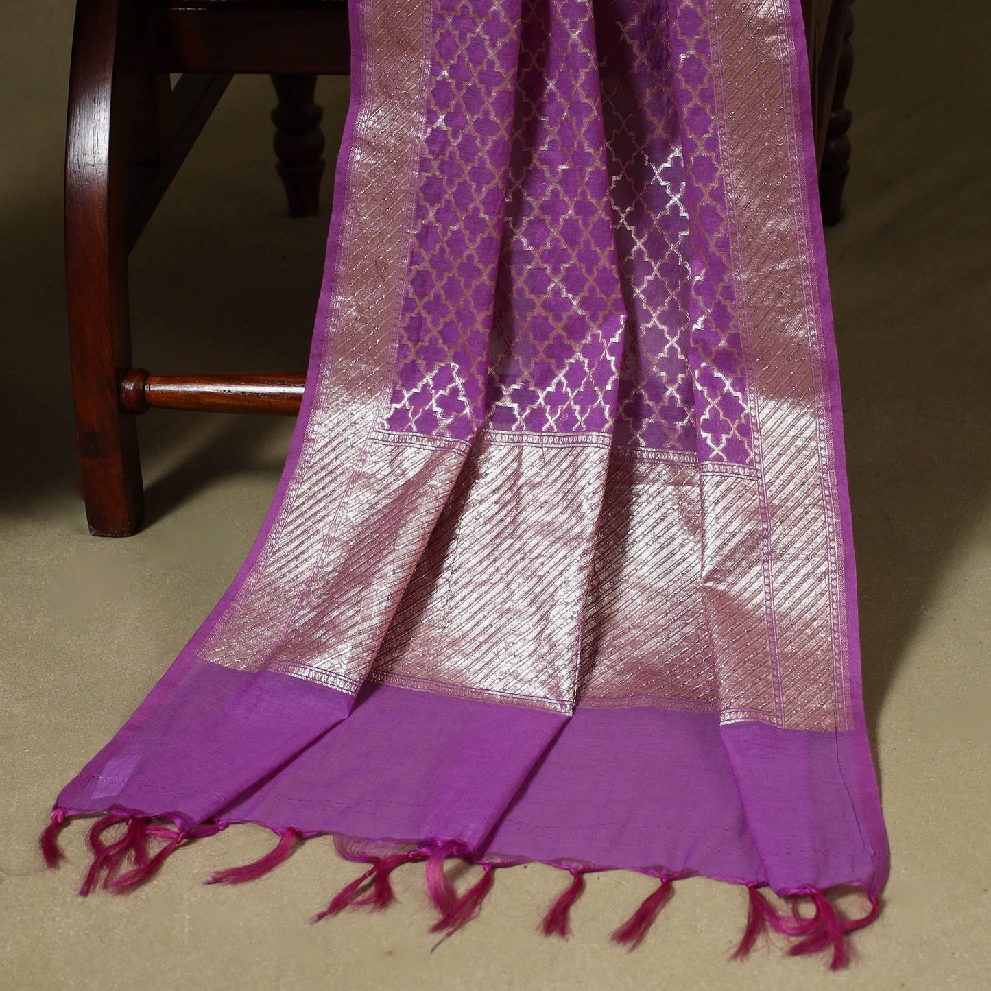 Purple 2pc Cotton x Viscose Zari Banarasi Dress Material 
