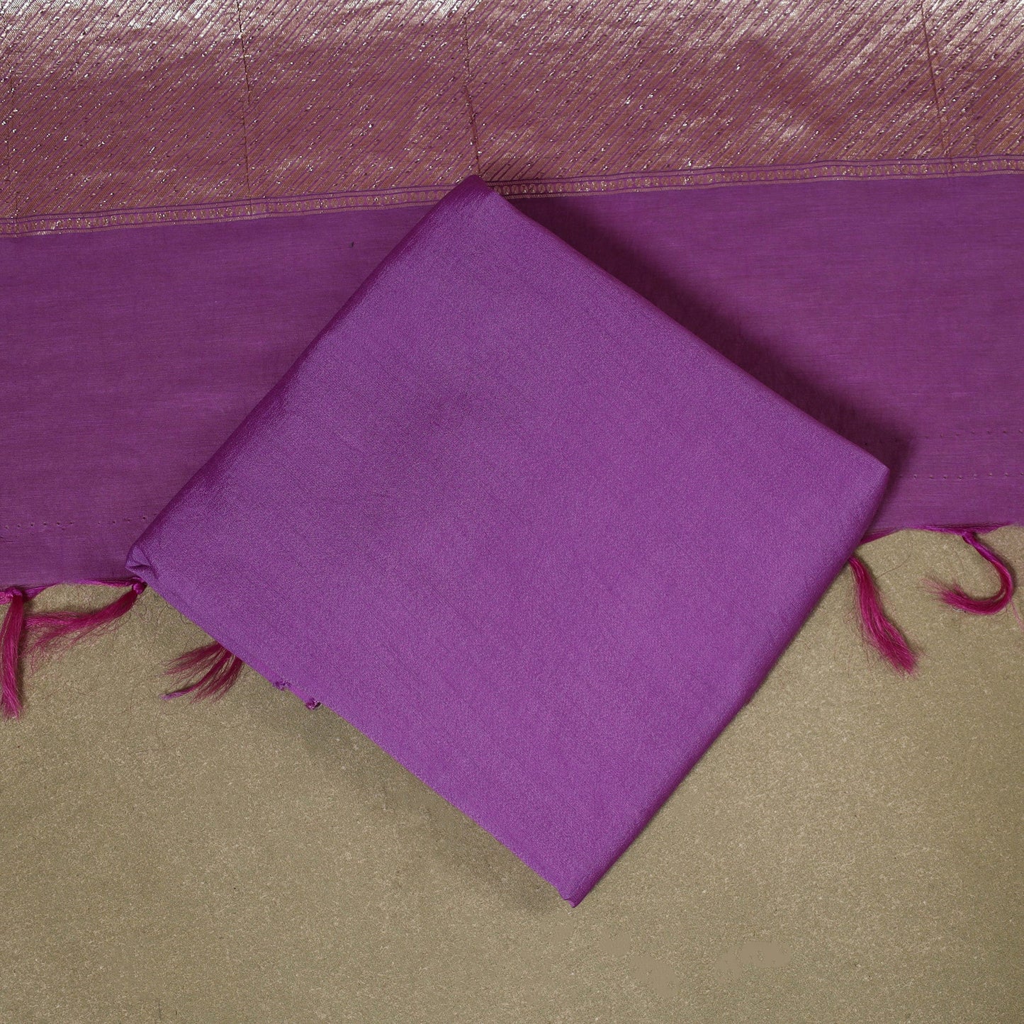 Purple 2pc Cotton x Viscose Zari Banarasi Dress Material 