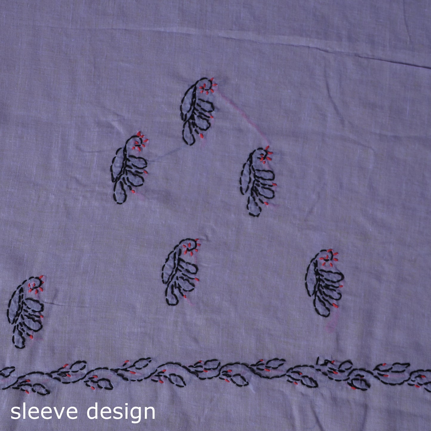 Purple - 3pc hand embroidery cotton lucknow chikankari