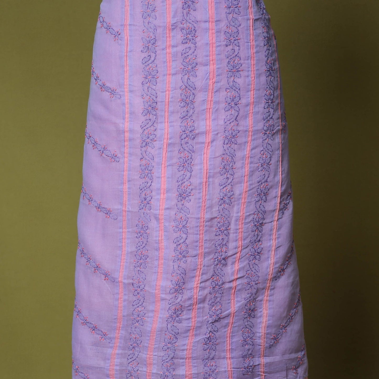 Purple - 3pc hand embroidery cotton lucknow chikankari