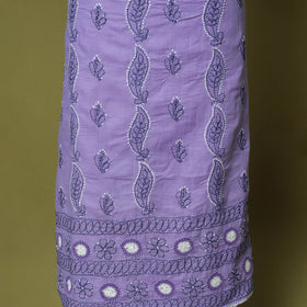 Purple - 3pc hand embroidery cotton lucknow chikankari