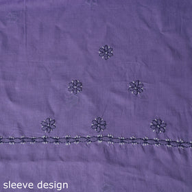 Purple - 3pc hand embroidery cotton lucknow chikankari